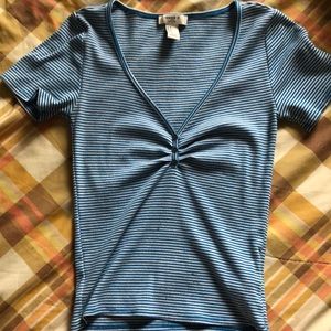 blue and white striped forever 21 top